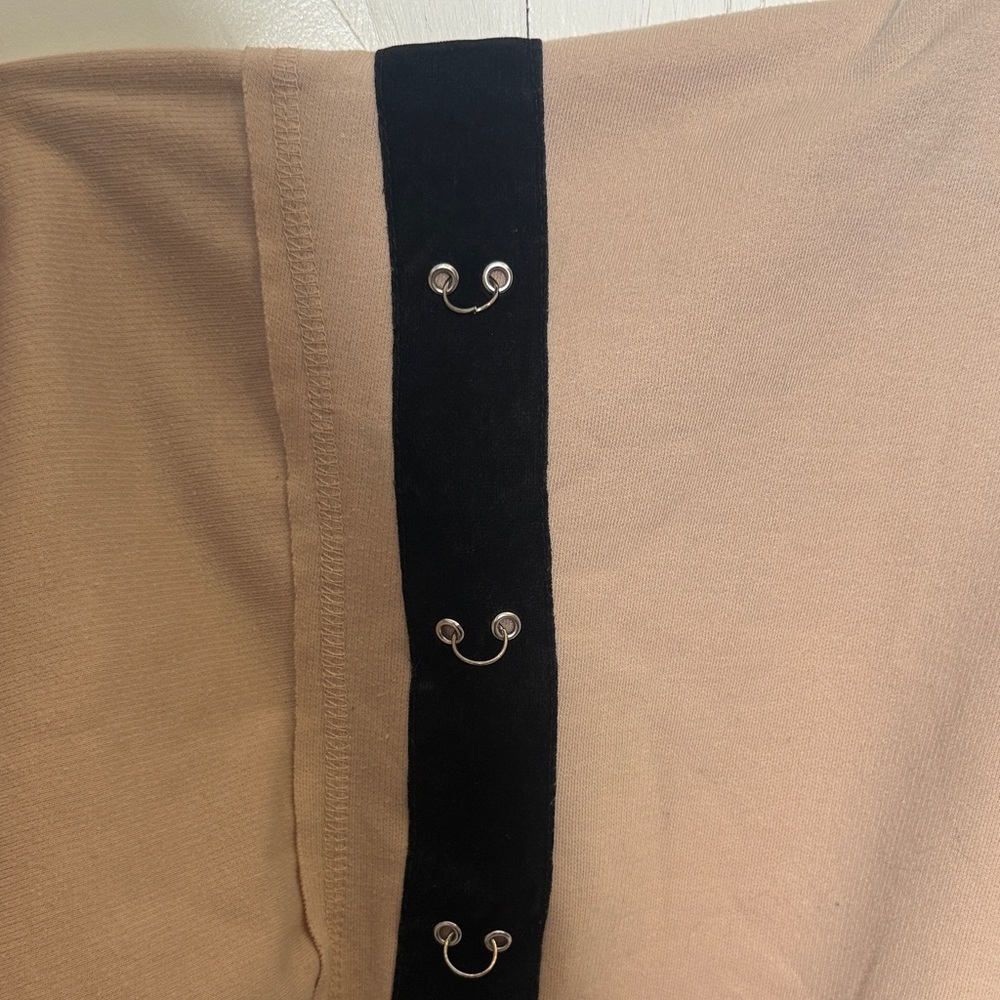 Zara Beige Hoodie with Black Snap Trim Detail - Picture 8 of 8
